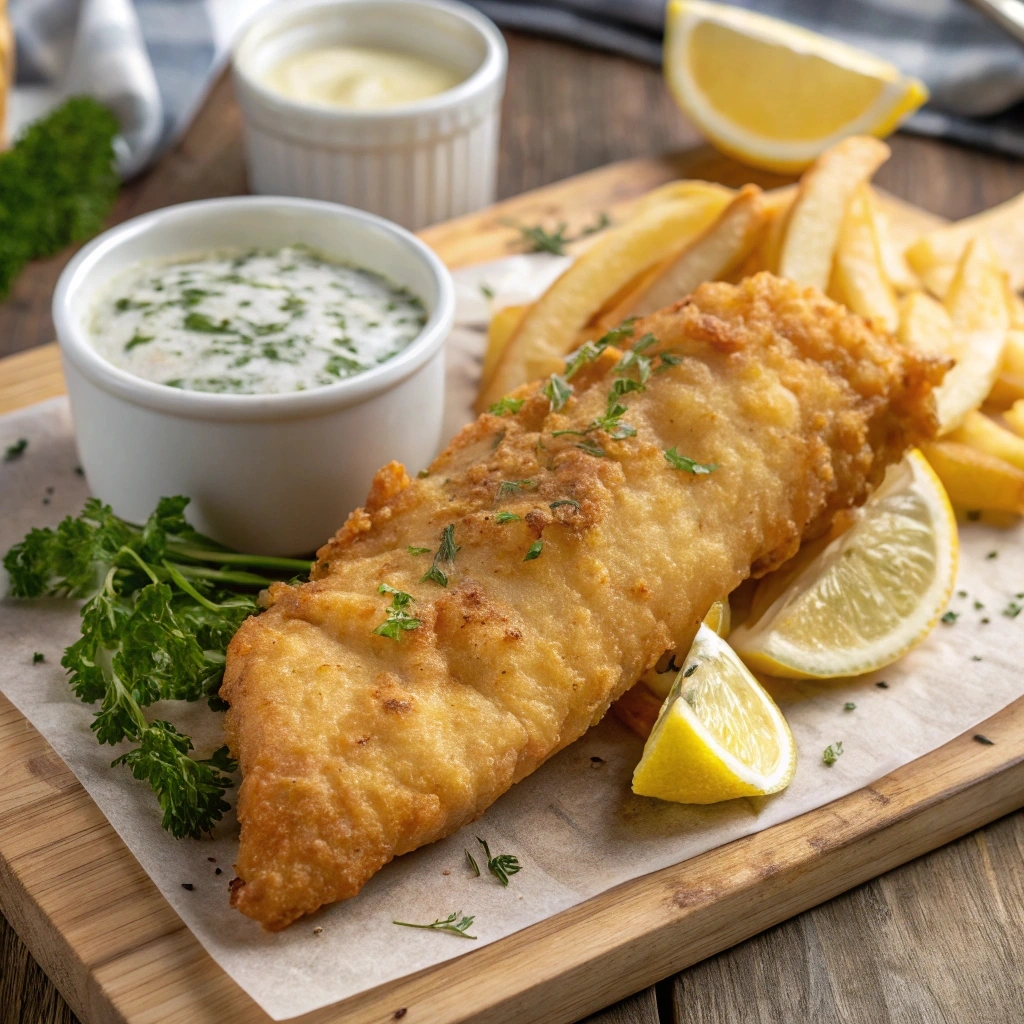 restaurant-style-fish-fry Restaurant-style crispy fish fry served with fries, coleslaw, and tartar sauce