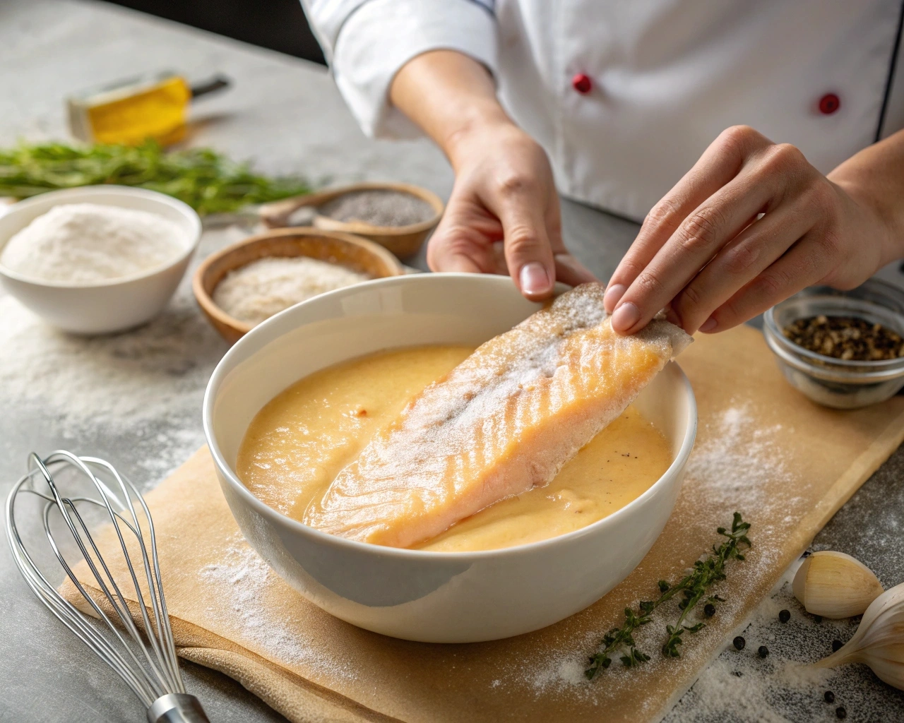 frying-techniques-fish Fish fillets frying in bubbling oil, showcasing deep frying and shallow frying methods
